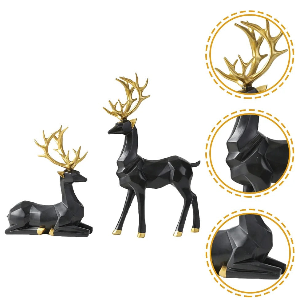 2 pcs Black Deer Statue