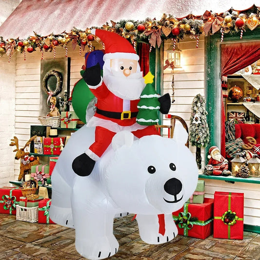 Christmas Inflatable Decoration Santa with Bear