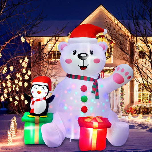 6FT Christmas Inflatables Outdoor Decorations Polar Bear