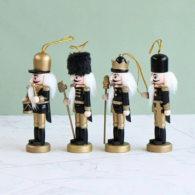 Gold & Black Glittered Nutcracker Hanging Ornament