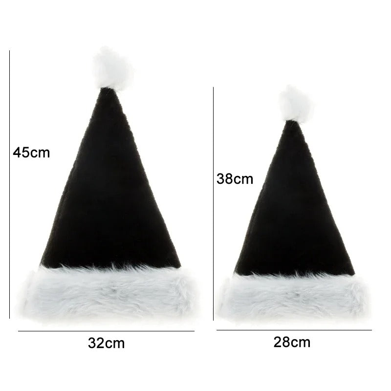 Black Plush Christmas Hat Unisex