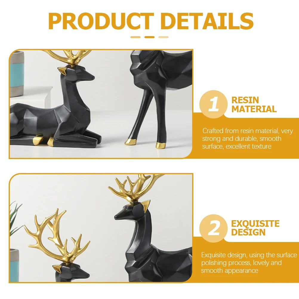 2 pcs Black Deer Statue