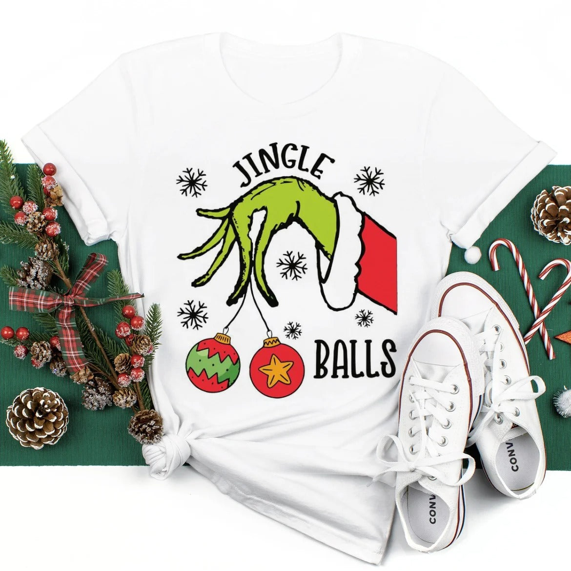 Funny T-shirt Jingle Balls Grinch Hand