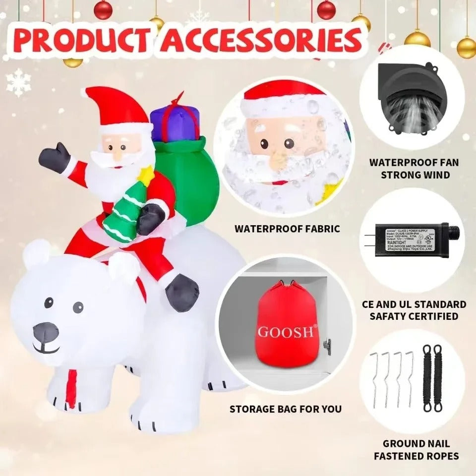 Christmas Inflatable Decoration Santa with Bear