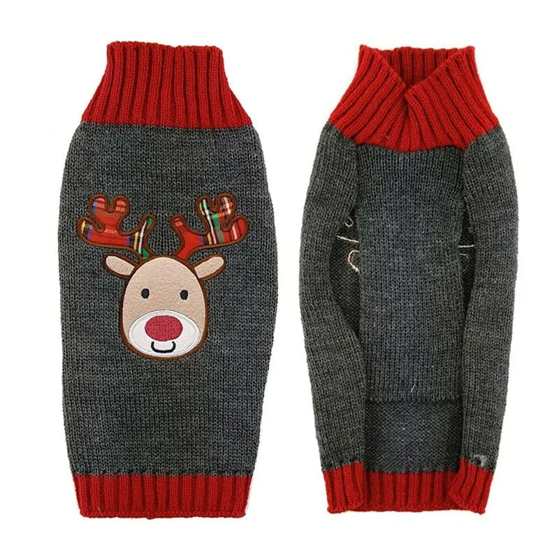 Cute Cartoon Reindeer Sweater for Pets Warm Costume Christmas Dog Sweater Puppy and Cat Jumper Knitwears Winter Dog Clothes