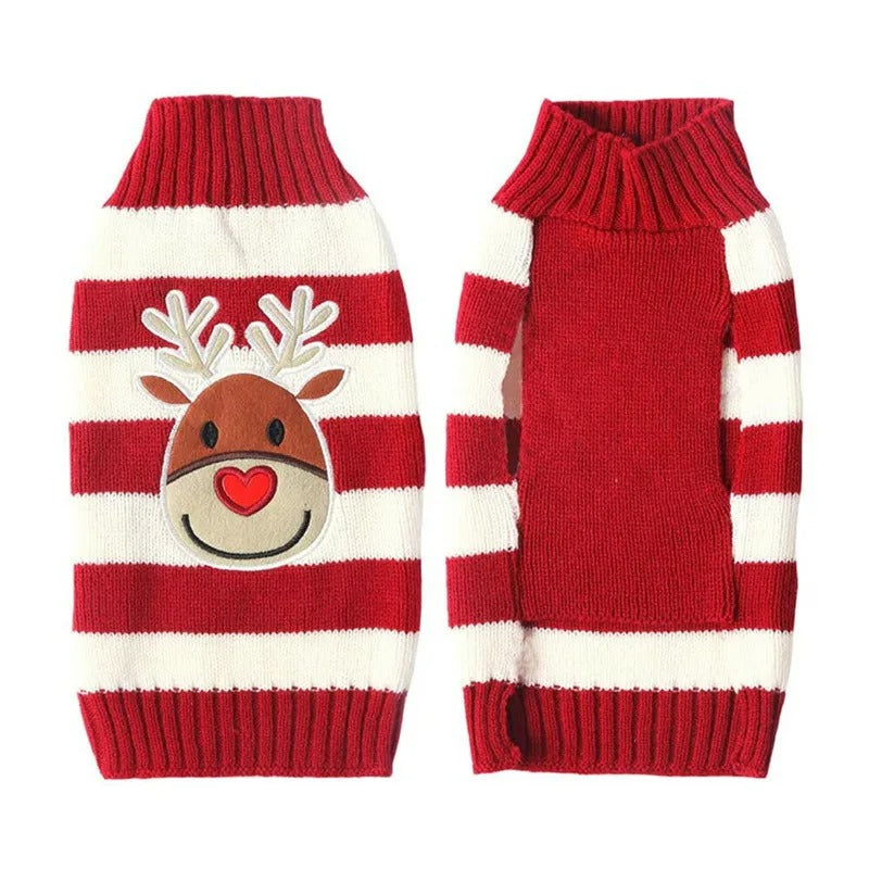 Cute Cartoon Reindeer Sweater for Pets Warm Costume Christmas Dog Sweater Puppy and Cat Jumper Knitwears Winter Dog Clothes