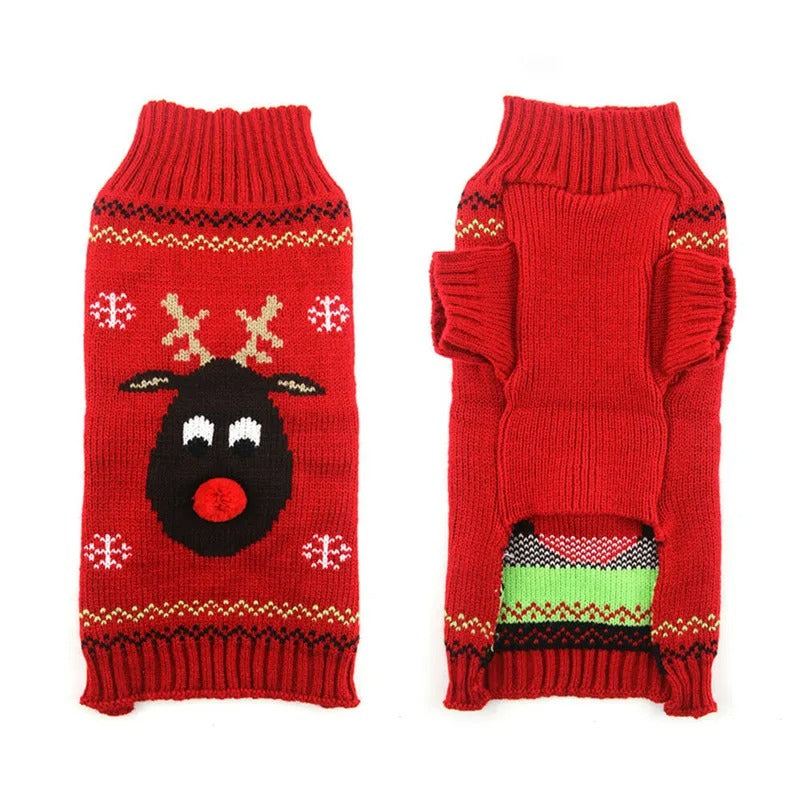 Cute Cartoon Reindeer Sweater for Pets Warm Costume Christmas Dog Sweater Puppy and Cat Jumper Knitwears Winter Dog Clothes