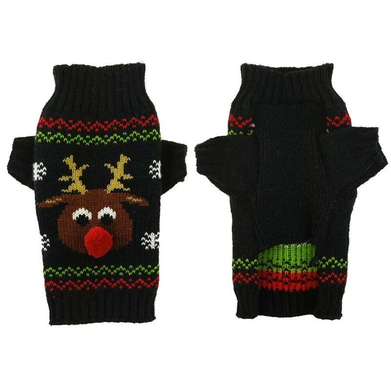 Cute Cartoon Reindeer Sweater for Pets Warm Costume Christmas Dog Sweater Puppy and Cat Jumper Knitwears Winter Dog Clothes