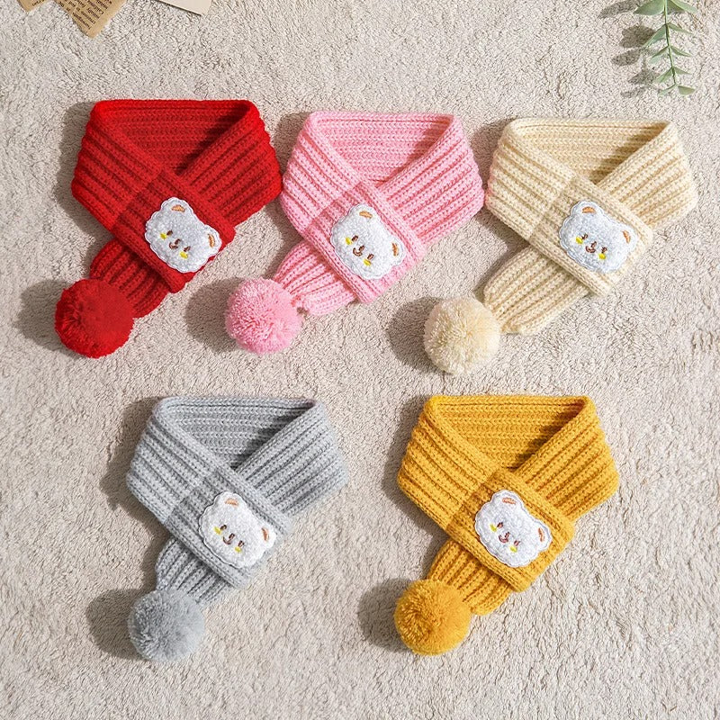 Dog Knitted Christmas Scarf Cute Puppy Knit Scarves with Pompom Pet Clothes Decoration Winter Warm Dog Cat Scarf Dog Accessories