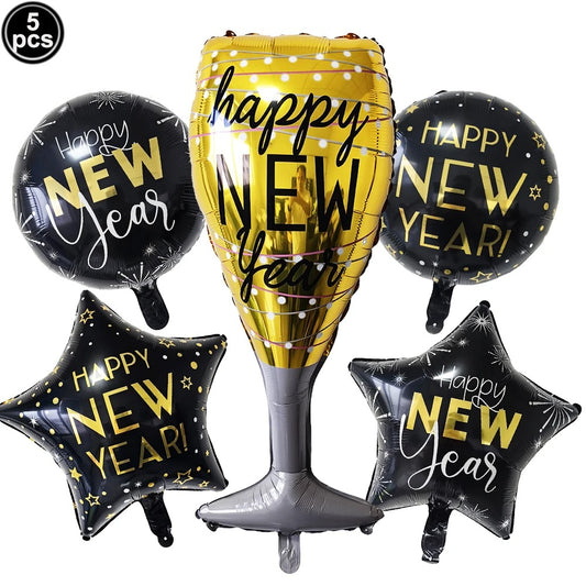 Happy New Year 2025 Balloons and dinnerware