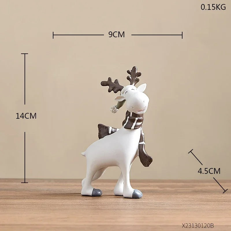 Creative White Deer Figurines Christmas