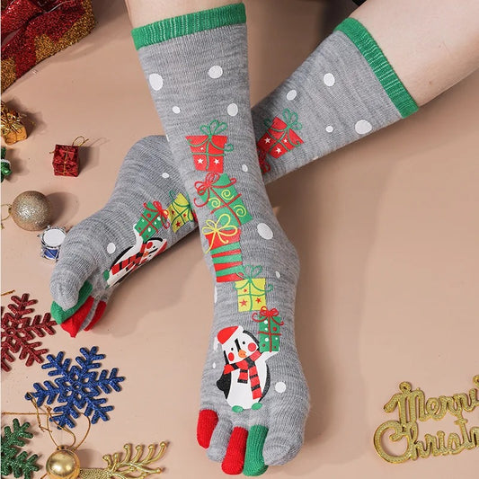 1 Pair Women Christmas Five Finger Socks