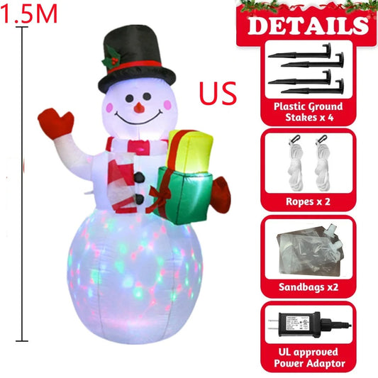 2.2M/7FT Christmas Inflatables Green Gloves Snowman Outdoor Model