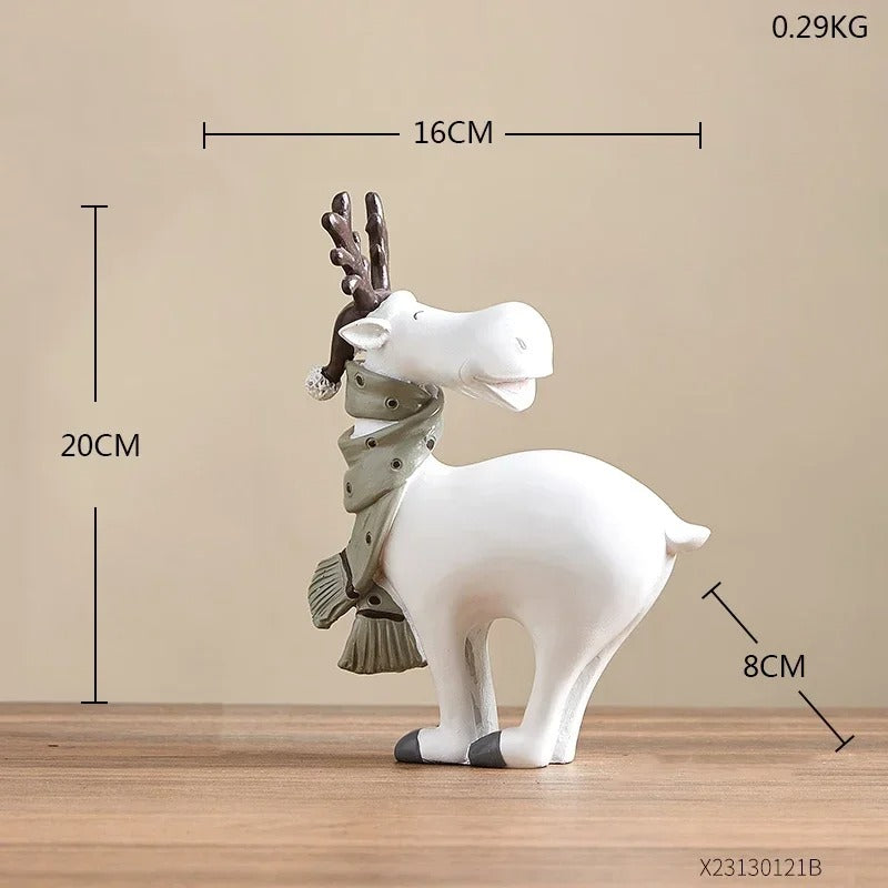 Creative White Deer Figurines Christmas