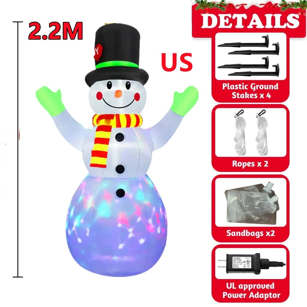 2.2M/7FT Christmas Inflatables Green Gloves Snowman Outdoor Model