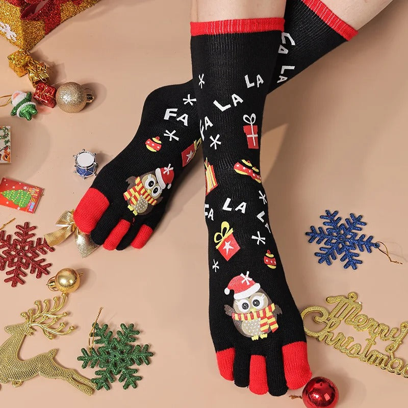 1 Pair Women Christmas Five Finger Socks