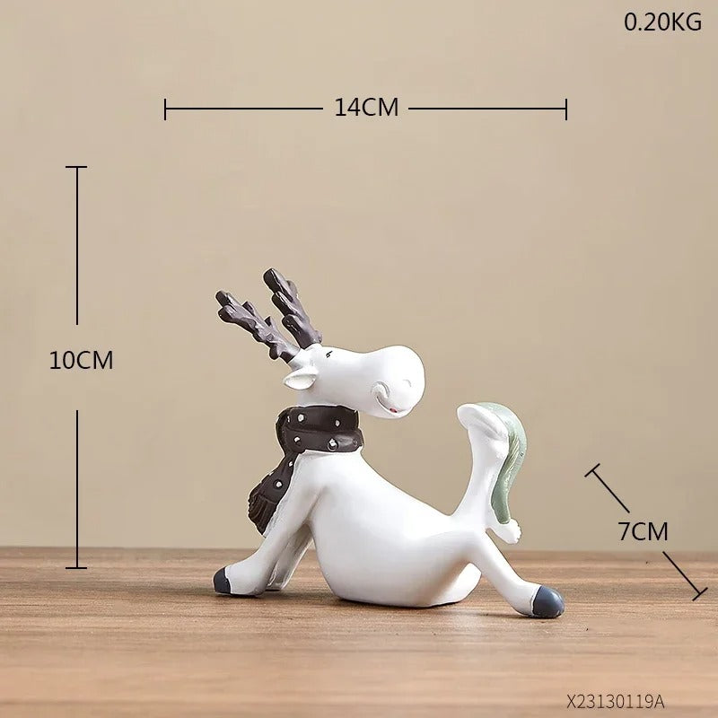 Creative White Deer Figurines Christmas