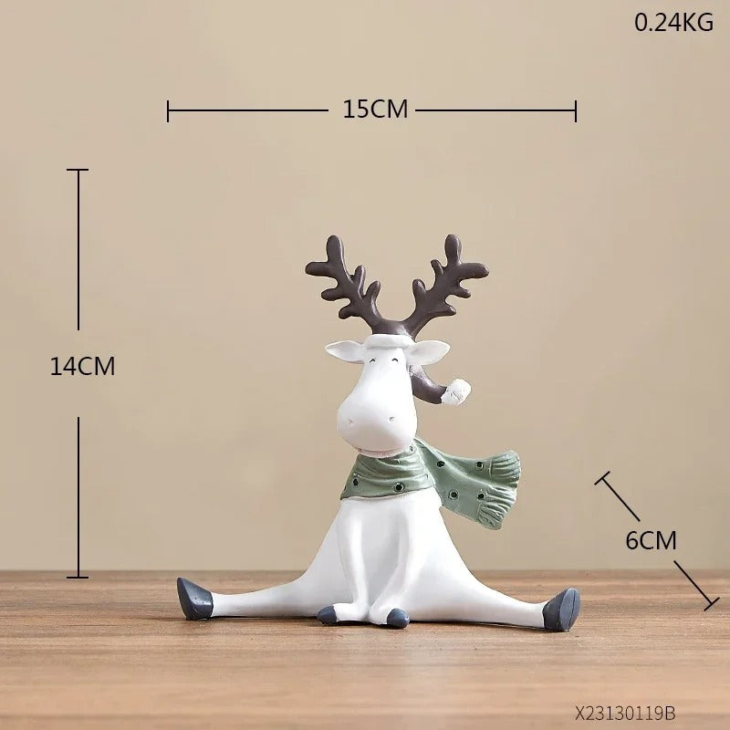 Creative White Deer Figurines Christmas