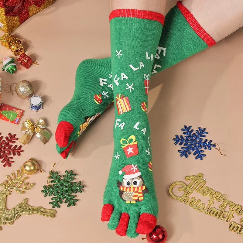 1 Pair Women Christmas Five Finger Socks