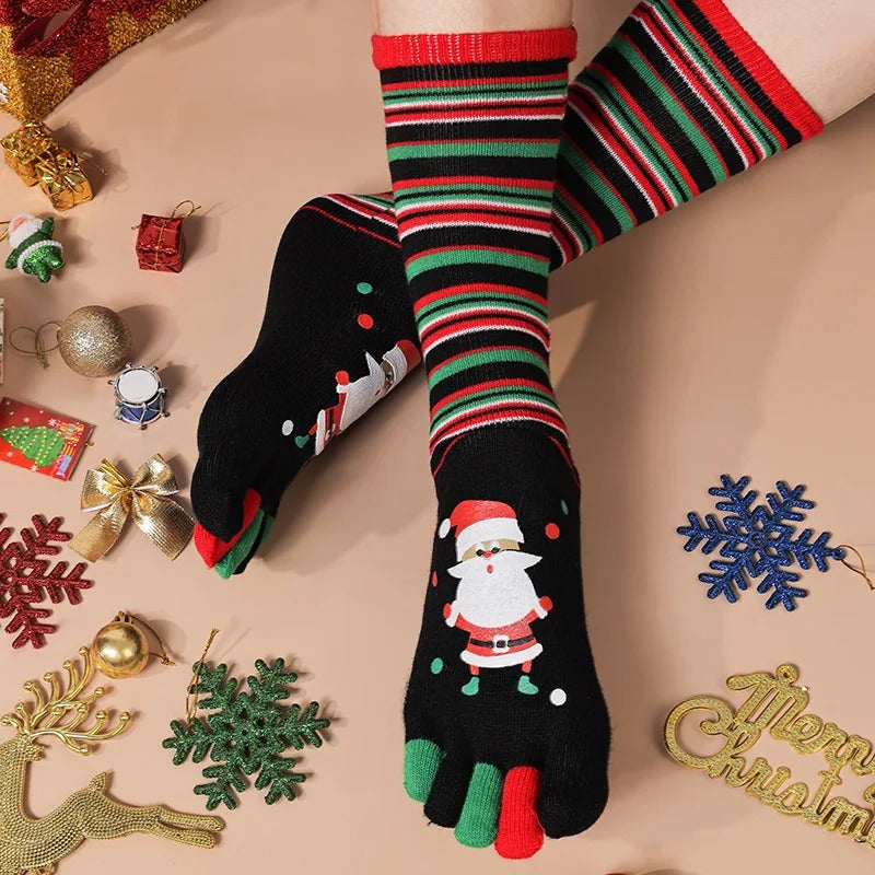 1 Pair Women Christmas Five Finger Socks