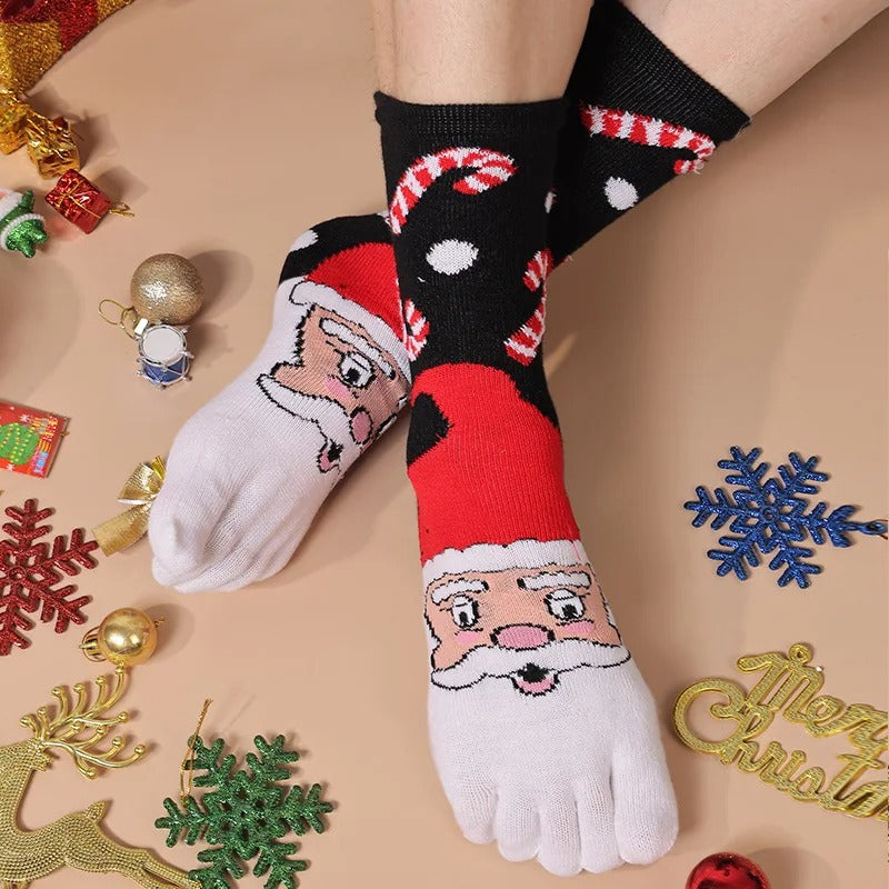 1 Pair Women Christmas Five Finger Socks