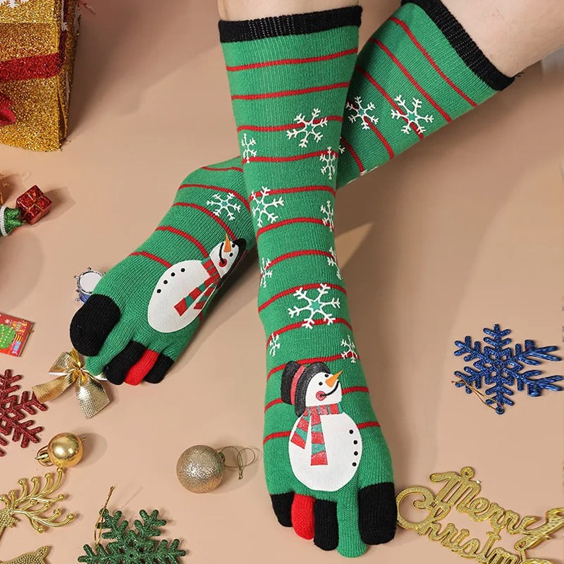 1 Pair Women Christmas Five Finger Socks